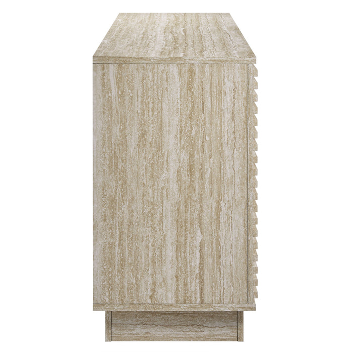 Render 70" Faux Travertine Sideboard Cabinet TV Stand