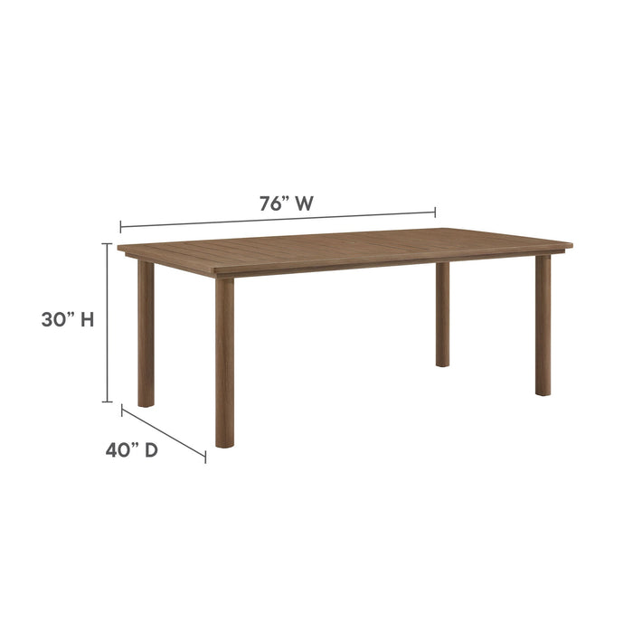 Abacus 7-Piece Rectangular Outdoor Patio Aluminum Dining Table Set with Rattan Armchairs