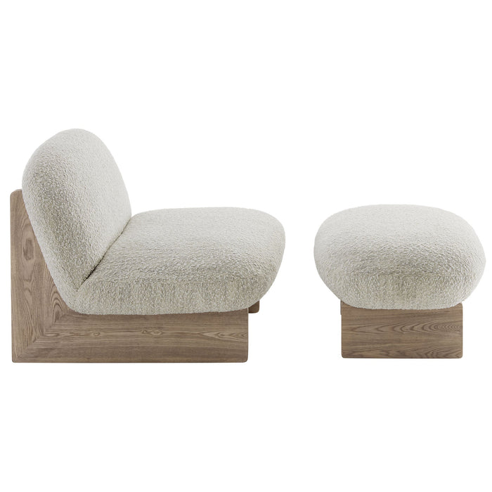 Loyal Boucle Fabric Accent Chair and Ottoman Set