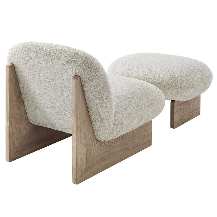 Loyal Boucle Fabric Accent Chair and Ottoman Set