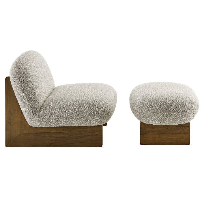 Loyal Boucle Fabric Accent Chair and Ottoman Set