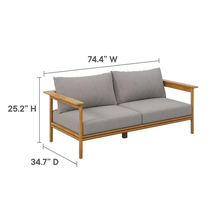 Wren 2-Piece Outdoor Patio Teak Wood Sofa and Ottoman Set