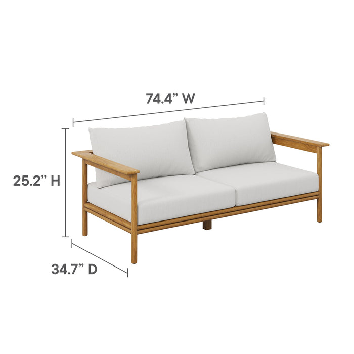 Wren 2-Piece Outdoor Patio Teak Wood Sofa and Ottoman Set