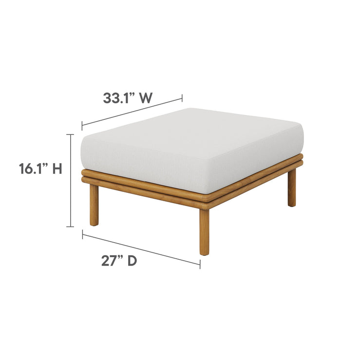 Wren 2-Piece Outdoor Patio Teak Wood Sofa and Ottoman Set