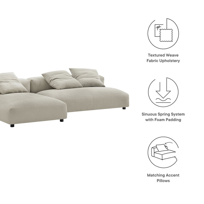 Solace 2-Piece Modular Upholstered Fabric Sectional Sofa With Chaise