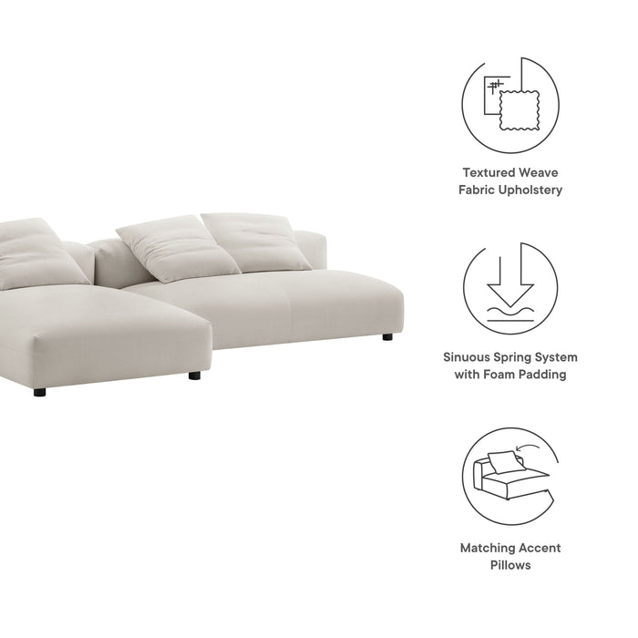 Solace 2-Piece Modular Upholstered Fabric Sectional Sofa With Chaise