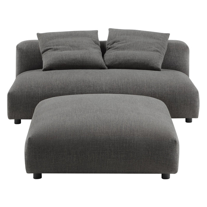 Solace  Modular Upholstered Fabric Armless Loveseat and Ottoman Set