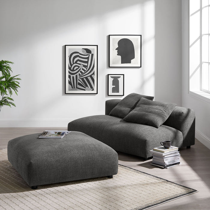 Solace  Modular Upholstered Fabric Armless Loveseat and Ottoman Set