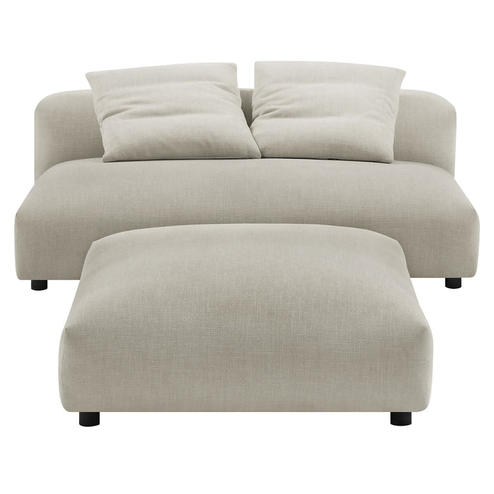 Solace  Modular Upholstered Fabric Armless Loveseat and Ottoman Set