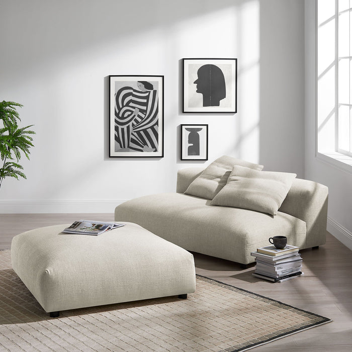 Solace  Modular Upholstered Fabric Armless Loveseat and Ottoman Set