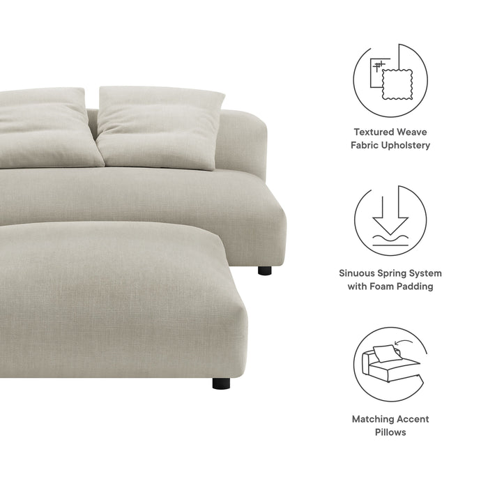 Solace  Modular Upholstered Fabric Armless Loveseat and Ottoman Set