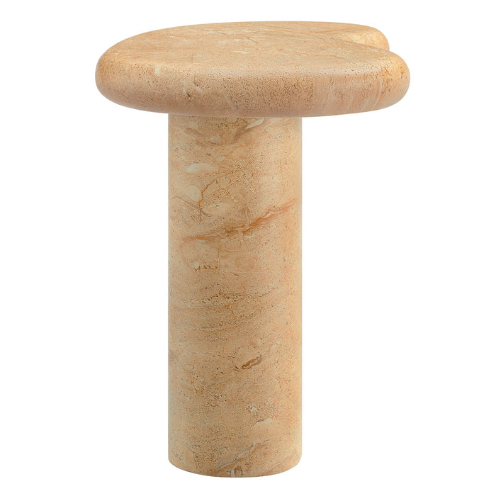 Elowen Indoor - Outdoor Patio Textured Faux Travertine Side Table