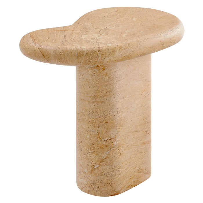 Elowen Indoor - Outdoor Patio Textured Faux Travertine Side Table