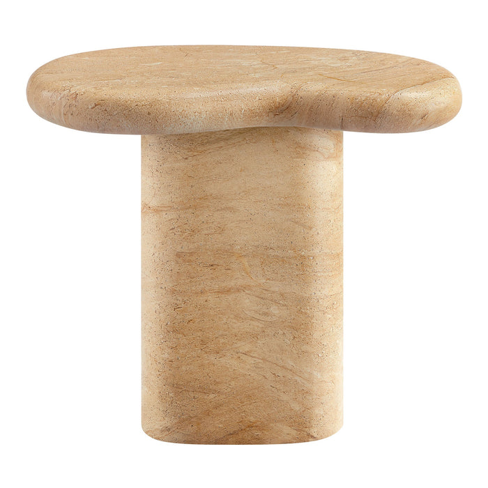 Elowen Indoor - Outdoor Patio Textured Faux Travertine Side Table