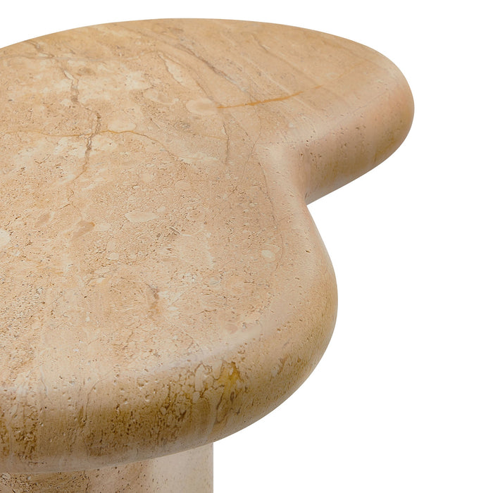 Elowen Indoor - Outdoor Patio Textured Faux Travertine Side Table