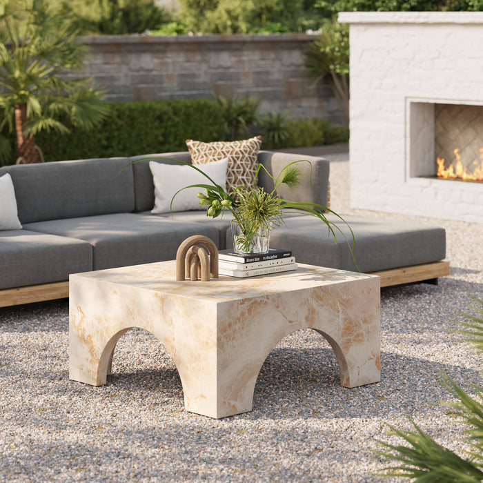 Valen Indoor - Outdoor Patio Arched Concrete Coffee Table