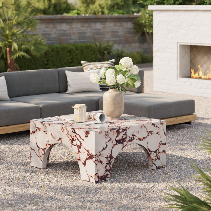 Valen Indoor - Outdoor Patio Arched Concrete Coffee Table