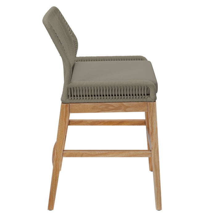 Wellspring Outdoor Patio Teak and Rope Counter Stool