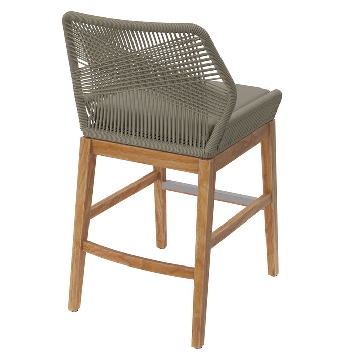 Wellspring Outdoor Patio Teak and Rope Counter Stool