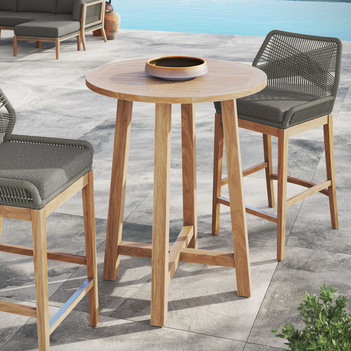 Wellspring 36" Outdoor Patio Teak Wood Bar Table