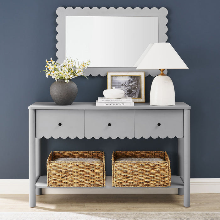 Emmeline 3-Drawer Scalloped Console Table