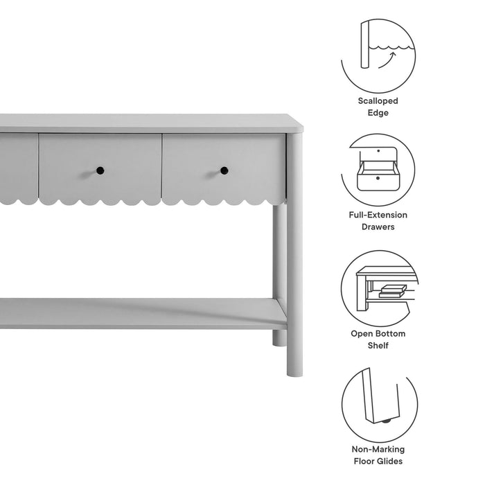 Emmeline 3-Drawer Scalloped Console Table