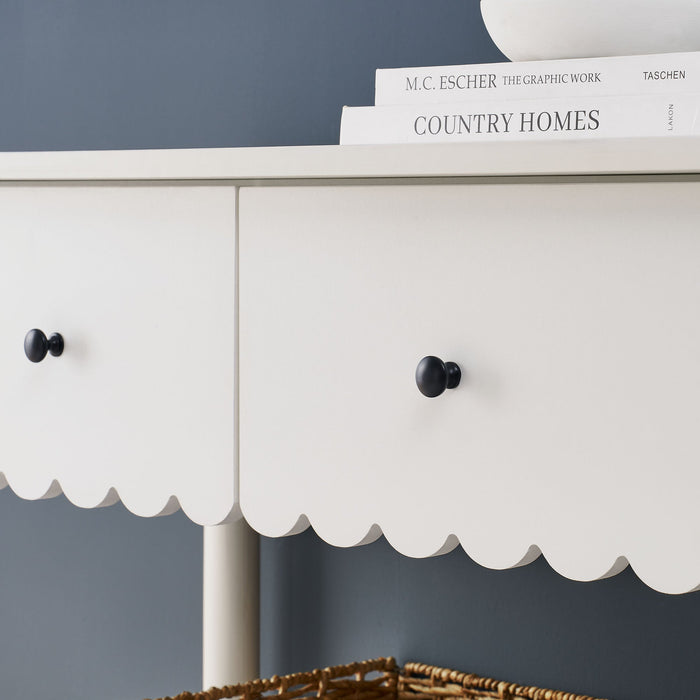 Emmeline 3-Drawer Scalloped Console Table