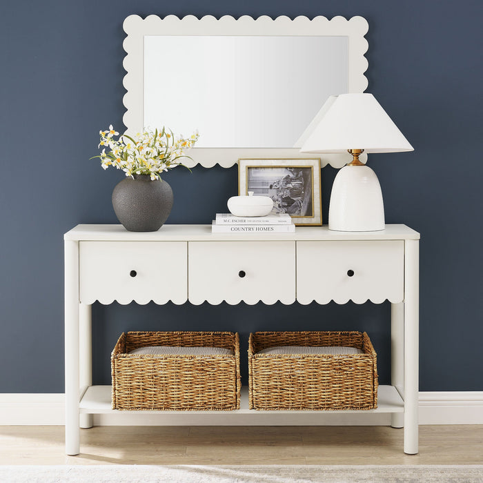 Emmeline 3-Drawer Scalloped Console Table