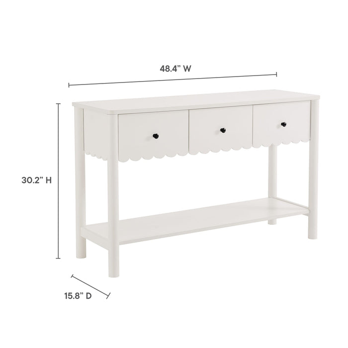 Emmeline 3-Drawer Scalloped Console Table