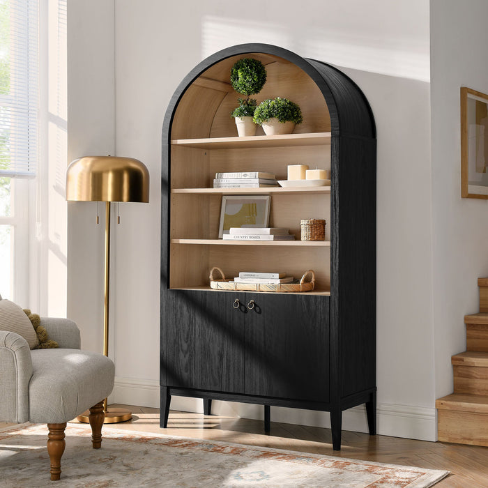 Nolan 74" Tall Arched Storage Display Cabinet Bookshelf