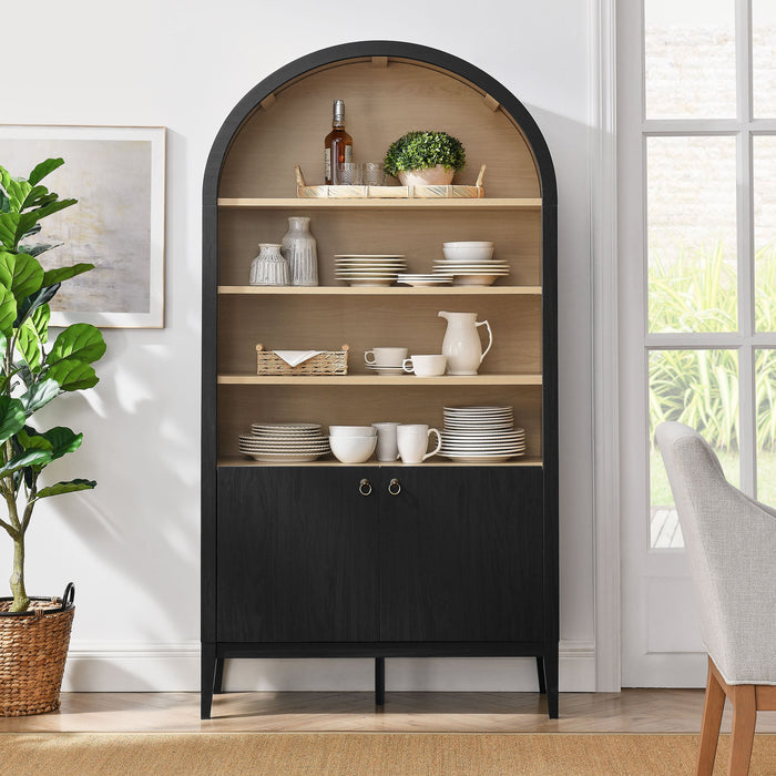 Nolan 74" Tall Arched Storage Display Cabinet Bookshelf