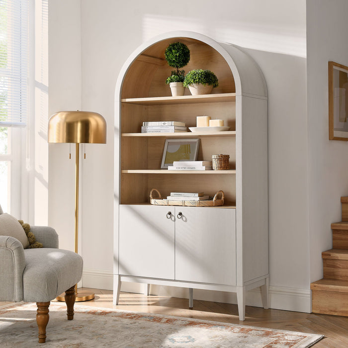 Nolan 74" Tall Arched Storage Display Cabinet Bookshelf