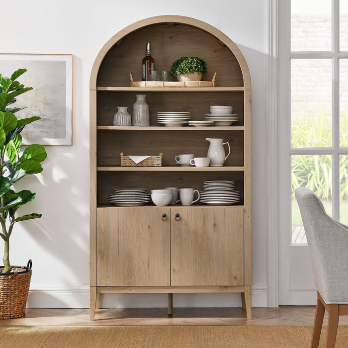 Nolan 74" Tall Arched Storage Display Cabinet Bookshelf