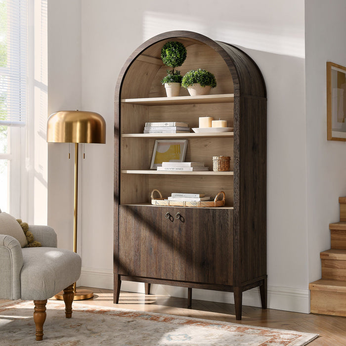 Nolan 74" Tall Arched Storage Display Cabinet Bookshelf