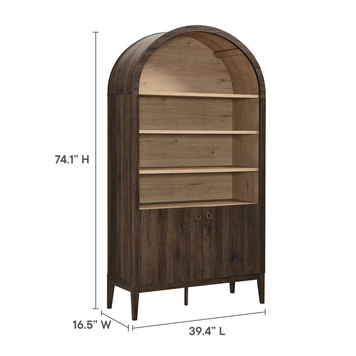 Nolan 74" Tall Arched Storage Display Cabinet Bookshelf