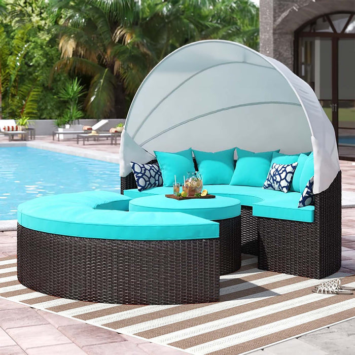 Quest Wicker Rattan Outdoor Patio Canopy Sectional Daybed