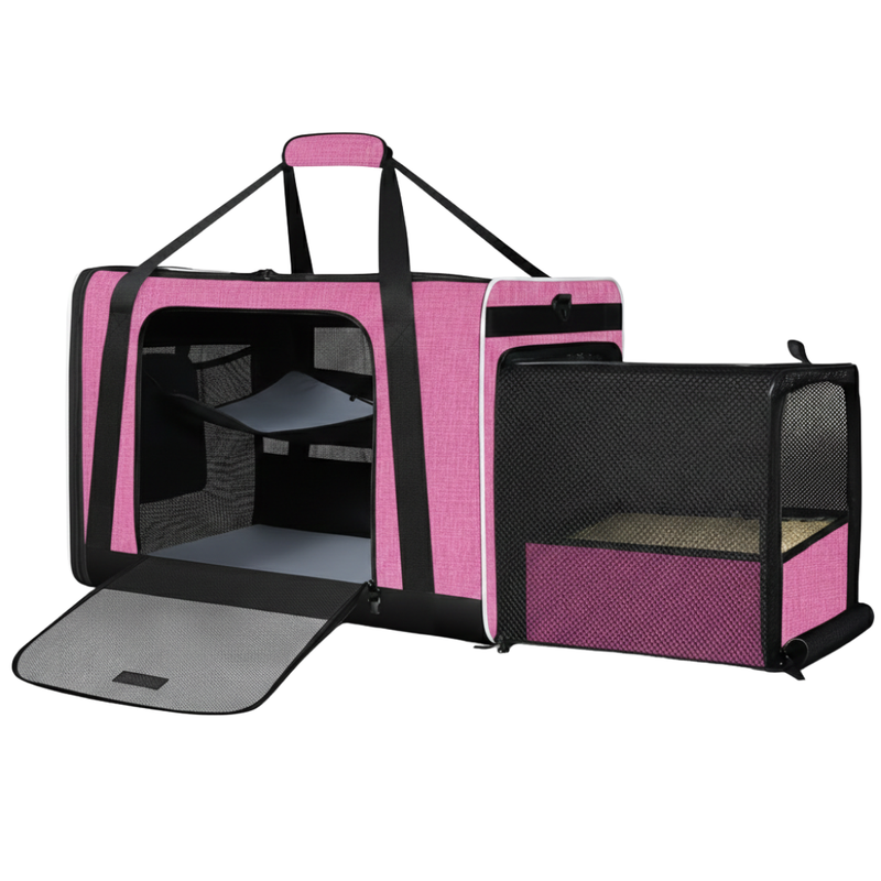 Expandable Carrier with Litter Box Area 24×17×17 in for Car