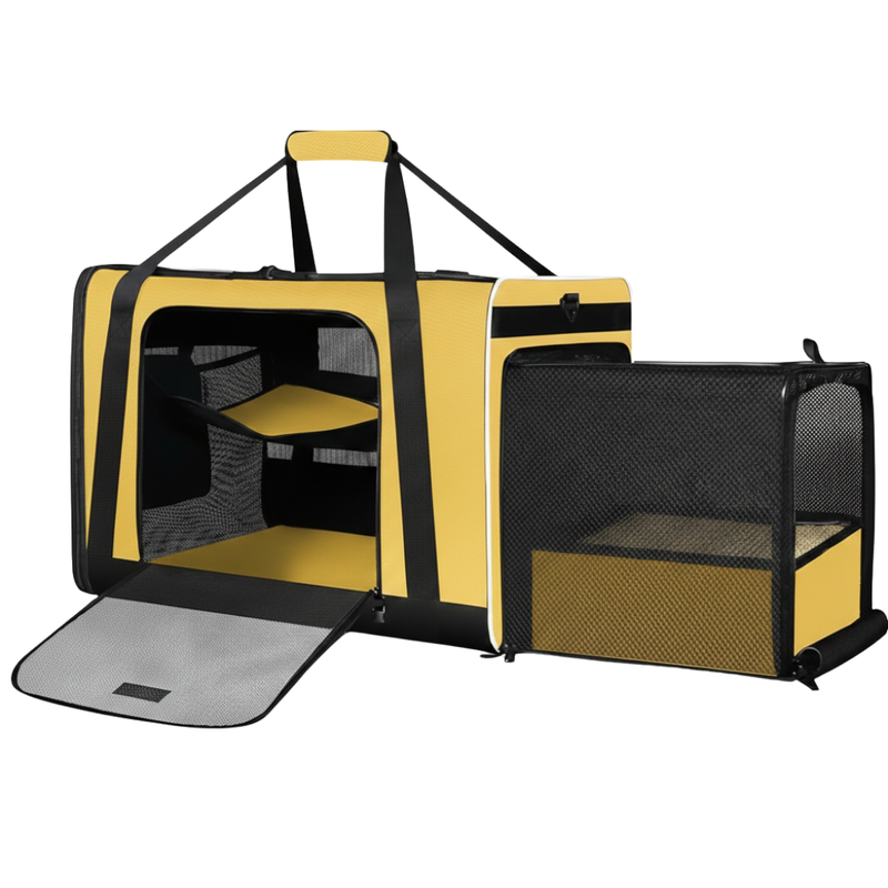 Expandable Carrier with Litter Box Area 24×17×17 in for Car