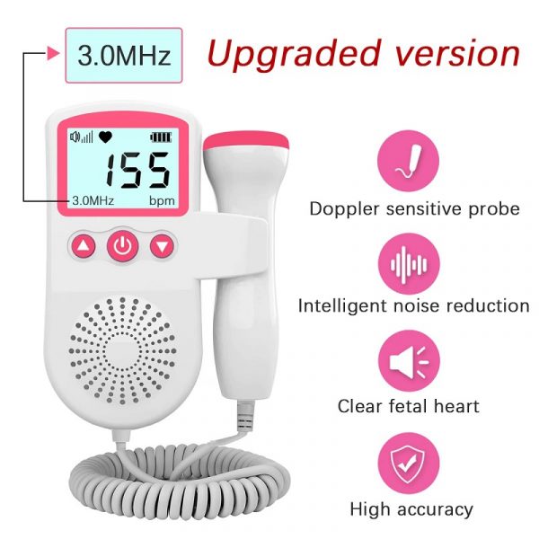 At-Home Fetal Doppler with LCD Display and 3MHz Probe