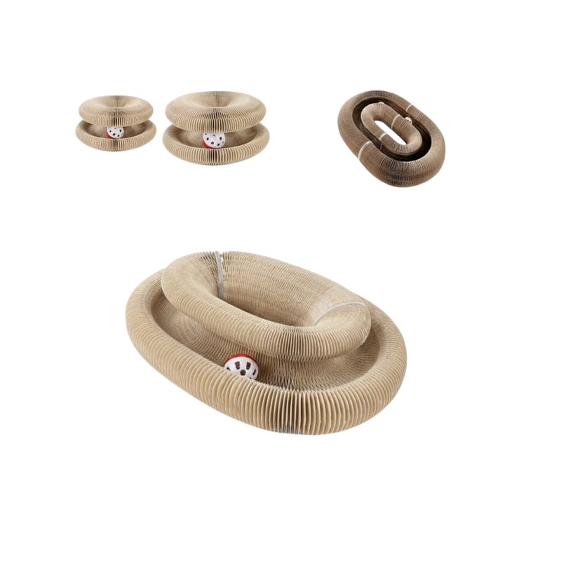 2-pc Cat Scratching Corrugated Board Toy, Accordion Shape and Ball