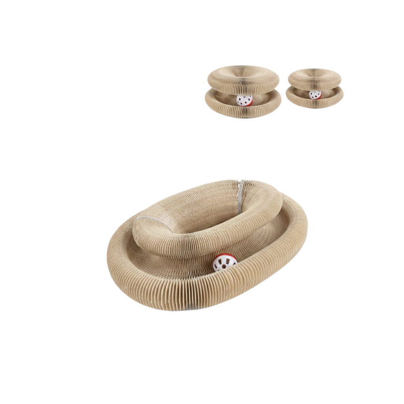 2-pc Cat Scratching Corrugated Board Toy, Accordion Shape and Ball