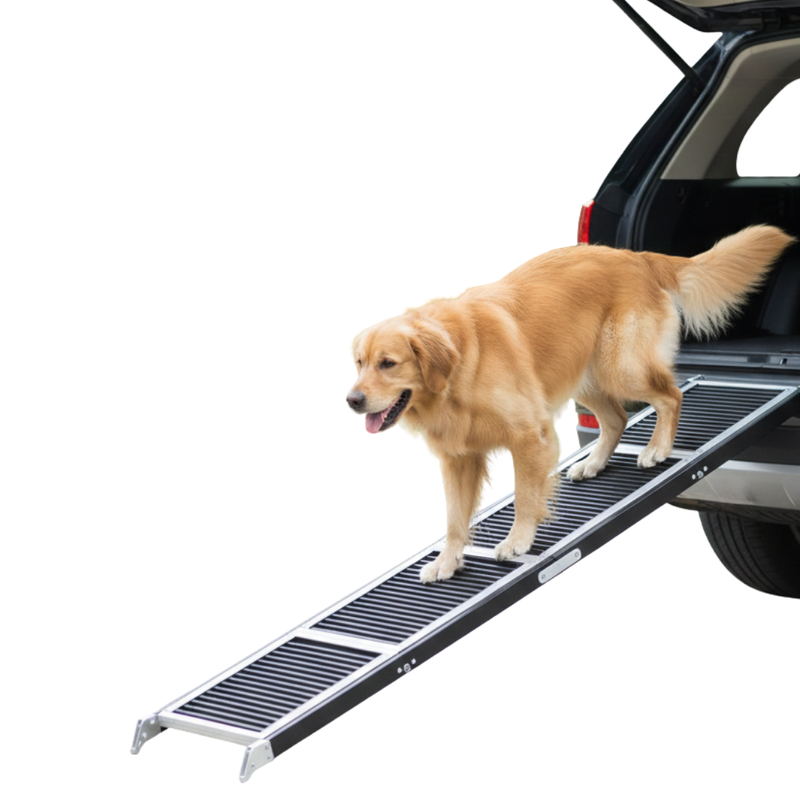 Folding Dog Car Ramp with Anti-Slip Rug Surface for SUVs and Trucks