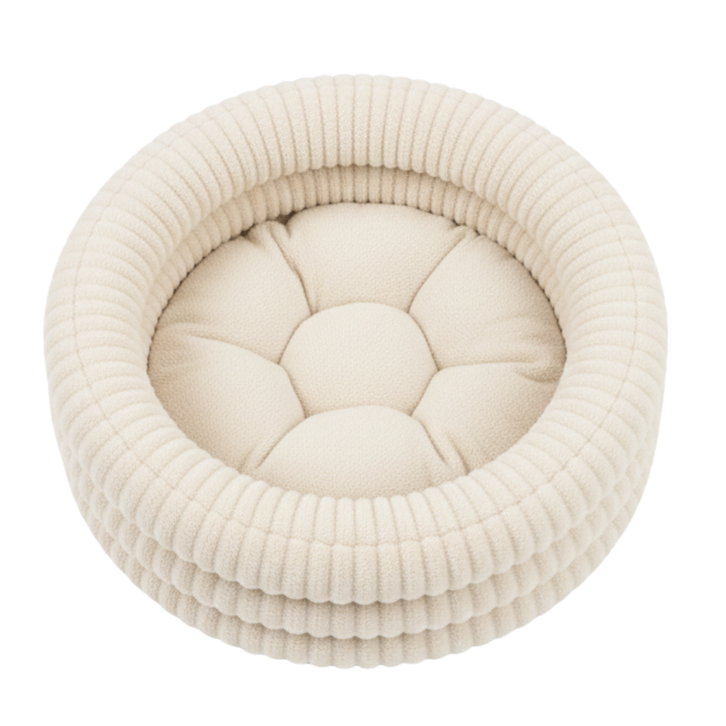 Heated Pet Donut Bed with Adjustable Warming Pad for Indoor Use