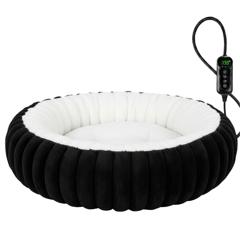 Heated Donut Pet Bed with Adjustable Temperature and Timed Warming