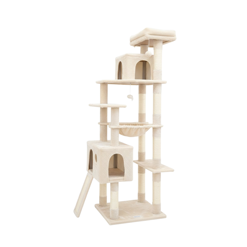 70-in Cat Tree Tower with Scratching Posts, Hammock, and Condo