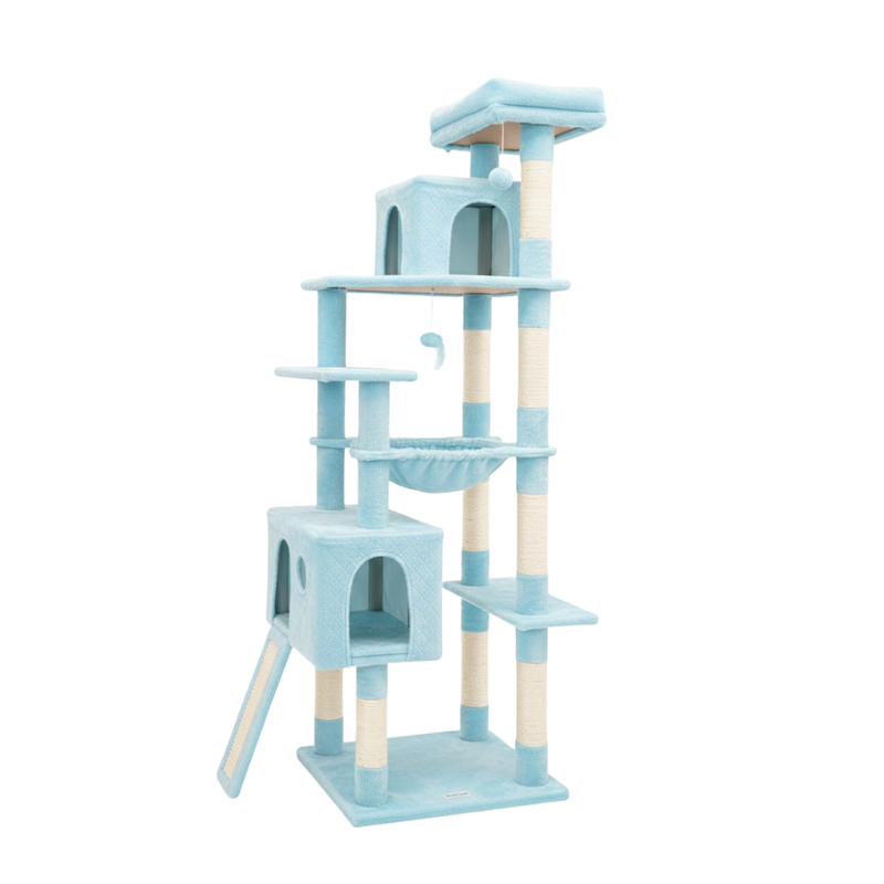 70-in Cat Tree Tower with Scratching Posts, Hammock, and Condo