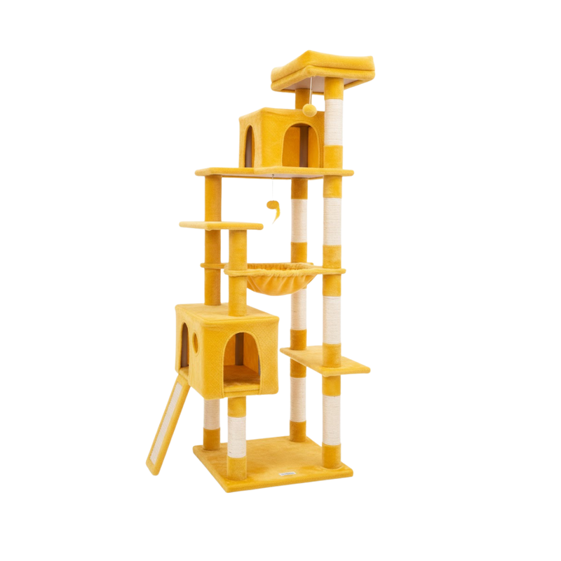 70-in Cat Tree Tower with Scratching Posts, Hammock, and Condo