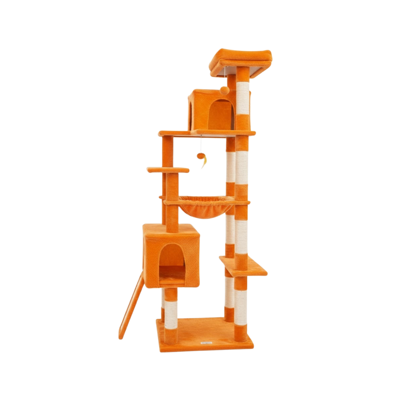 70-in Cat Tree Tower with Scratching Posts, Hammock, and Condo