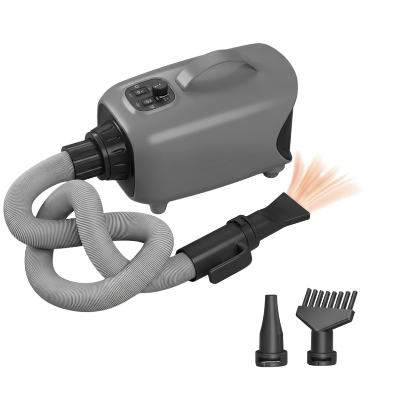 High Velocity Pet Hair Dryer with Adjustable Heat and 3 Nozzles
