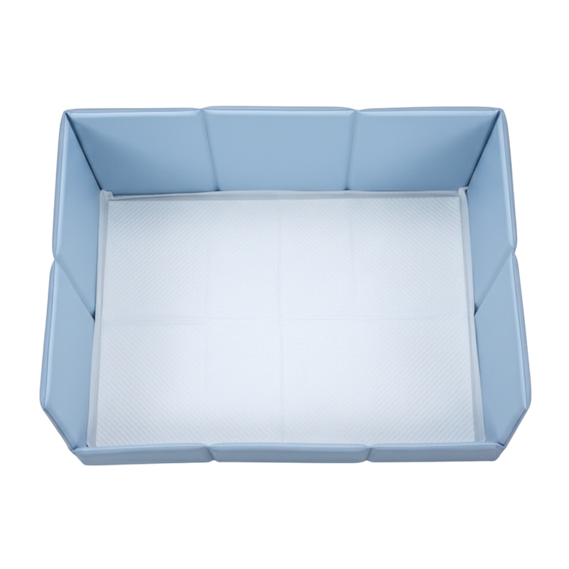 Indoor Dog Pee Pad Tray with Raised Side Walls and Foldable Design